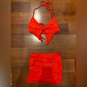 Vibrant Red Two-Piece Swimsuit